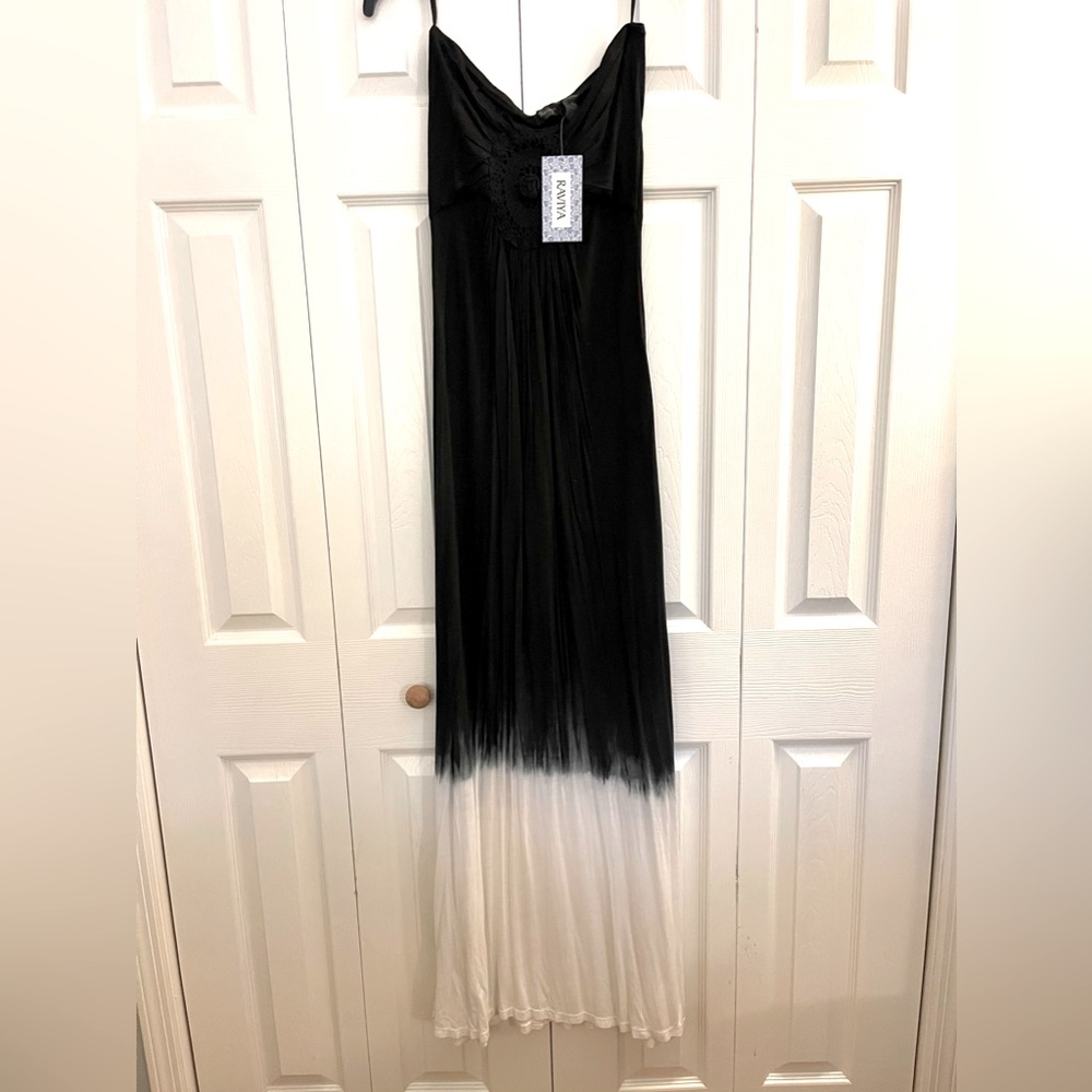 NWT Raviya Strapless Dress Beach Coverup Black dye dip white